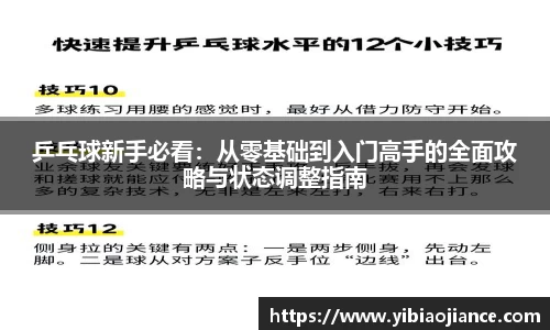 乒乓球新手必看：从零基础到入门高手的全面攻略与状态调整指南